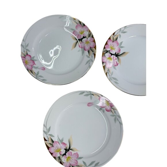 VTG Noritake Azalea Dinner Plates Set of 3 10" Handpainted Pink Floral Gold Trim - Picture 5 of 10